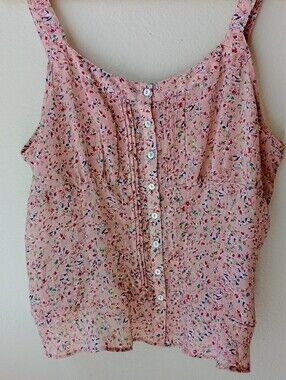 Pink With Small Flowers Cami Top XL